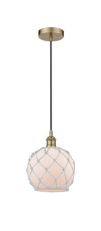 Downtown Urban One Light Pendant in Antique Brass (405|616-1P-AB-G121-8RW)