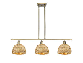 Downtown Urban Three Light Pendant in Antique Brass (405|516-3I-AB-RBD-8-NAT)