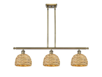 Ballston Three Light Island Pendant in Antique Brass (405|516-3I-AB-RBD-8-NAT)