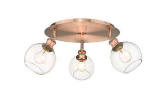 Downtown Urban Three Light Flush Mount in Antique Copper (405|516-3C-AC-G122-6)