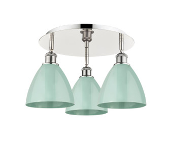 Ballston Three Light Semi-Flush Mount in Antique Brass (405|516-3C-AB-MBD-75-GR)
