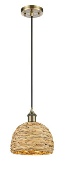 Ballston One Light Mini Pendant in Antique Brass (405|516-1P-AB-RBD-8-NAT)