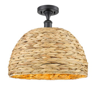 Ballston One Light Semi-Flush Mount in Matte Black (405|516-1C-BK-RBD-16-NAT)