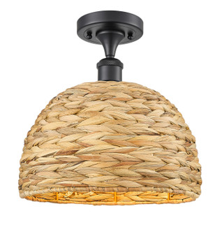 Ballston One Light Semi-Flush Mount in Matte Black (405|516-1C-BK-RBD-12-NAT)