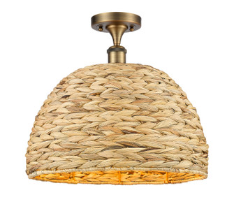 Downtown Urban One Light Semi-Flush Mount in Brushed Brass (405|516-1C-BB-RBD-16-NAT)