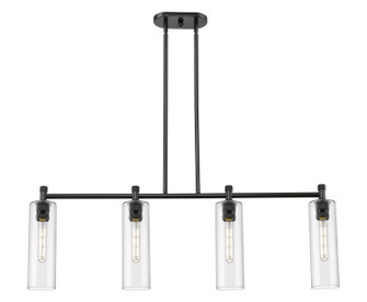 Downtown Urban Four Light Island Pendant in Matte Black (405|434-4I-BK-G434-12CL)