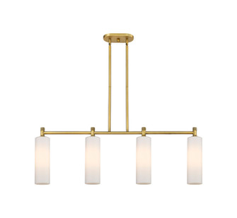 Downtown Urban Four Light Island Pendant in Brushed Brass (405|434-4I-BB-G434-12WH)