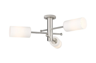 Downtown Urban Three Light Semi-Flush Mount in Satin Nickel (405|434-3F-SN-G434-7WH)
