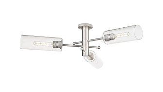 Downtown Urban Three Light Semi-Flush Mount in Satin Nickel (405|434-3F-SN-G434-12CL)