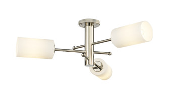 Downtown Urban Three Light Semi-Flush Mount in Polished Nickel (405|434-3F-PN-G434-7WH)