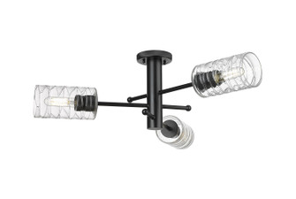 Downtown Urban Three Light Semi-Flush Mount in Matte Black (405|434-3F-BK-G434-7DE)