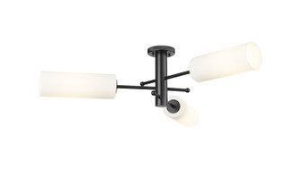 Downtown Urban Three Light Semi-Flush Mount in Matte Black (405|434-3F-BK-G434-12WH)