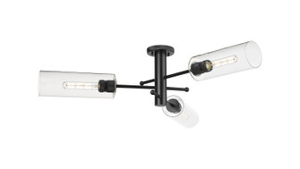 Downtown Urban Three Light Semi-Flush Mount in Matte Black (405|434-3F-BK-G434-12CL)