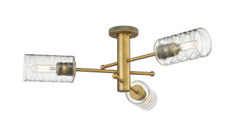 Downtown Urban Three Light Semi-Flush Mount in Brushed Brass (405|434-3F-BB-G434-7DE)