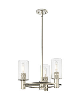 Downtown Urban Three Light Pendant in Polished Nickel (405|434-3CR-PN-G434-7CL)