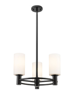 Downtown Urban Three Light Pendant in Matte Black (405|434-3CR-BK-G434-7WH)