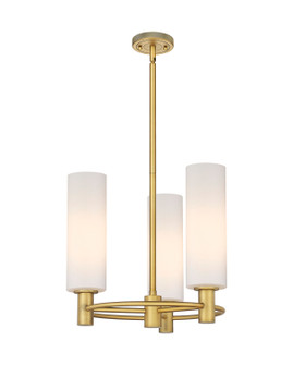 Downtown Urban Three Light Pendant in Brushed Brass (405|434-3CR-BB-G434-12WH)