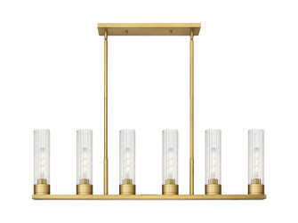 Downtown Urban Six Light Linear Pendant in Brushed Brass (405|429-6I-BB-G429-8CL)