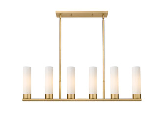 Downtown Urban Six Light Linear Pendant in Brushed Brass (405|429-6I-BB-G429-11WH)