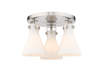 Downtown Urban Three Light Semi-Flush Mount in Satin Nickel (405|411-3F-SN-G411-7WH)