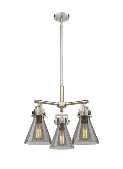 Downtown Urban Three Light Pendant in Satin Nickel (405|411-3CR-SN-G411-7SM)