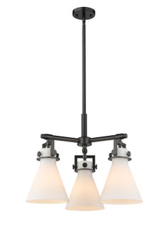 Downtown Urban Three Light Pendant in Matte Black (405|411-3CR-BK-G411-7WH)