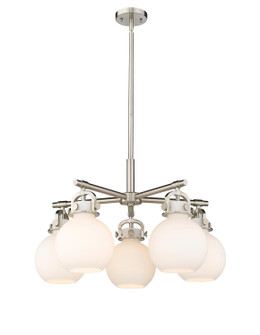 Downtown Urban Five Light Chandelier in Satin Nickel (405|410-5CR-SN-G410-7WH)