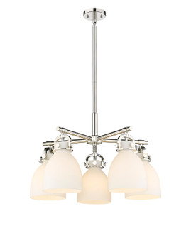 Downtown Urban Five Light Chandelier in Polished Nickel (405|410-5CR-PN-G412-7WH)