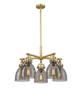 Downtown Urban Five Light Chandelier in Brushed Brass (405|410-5CR-BB-G412-7SM)