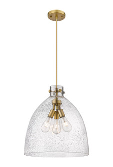 Downtown Urban Three Light Pendant in Brushed Brass (405|410-3PL-BB-G412-18SDY)