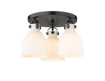 Downtown Urban Three Light Semi-Flush Mount in Matte Black (405|410-3F-BK-G412-7WH)