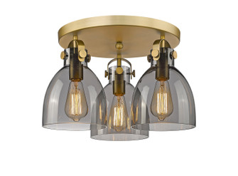 Downtown Urban Three Light Semi-Flush Mount in Brushed Brass (405|410-3F-BB-G412-7SM)