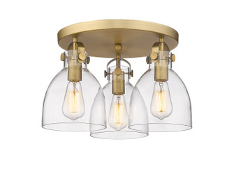 Downtown Urban Three Light Semi-Flush Mount in Brushed Brass (405|410-3F-BB-G412-7CL)