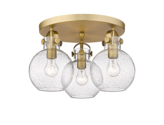 Downtown Urban Three Light Semi-Flush Mount in Brushed Brass (405|410-3F-BB-G410-7SDY)