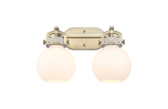 Newton Two Light Bath Vanity in Brushed Brass (405|410-2W-BB-G410-7WH)