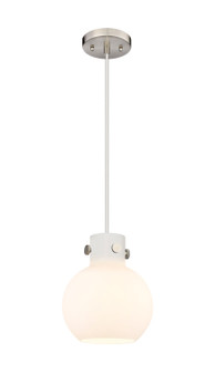 Newton One Light Mini Pendant in Brushed Satin Nickel (405|410-1PS-SN-G410-8WH)