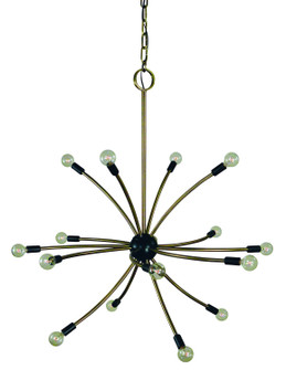 Comet 16 Light Chandelier in Antique Brass with Matte Black Accents (8|L1076 AB/MBLACK)