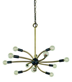 Comet 12 Light Chandelier in Antique Brass w/Matte Black Accents (8|L1072 AB/MBLACK)