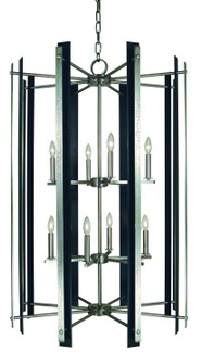 Bucolic 12 Light Chandelier in Brushed Nickel w/Matte Black Accents (8|L1062 BN/MBLACK)