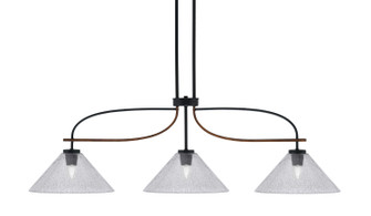 Monterey Three Light Island Pendant in Matte Black & Painted Wood-look (200|2936-MBWG-2122)