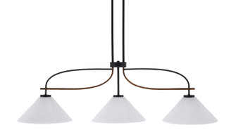 Monterey Three Light Island Pendant in Matte Black & Painted Wood-look Metal (200|2936-MBWG-2121)
