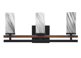 Belmont Three Light Bathroom Lighting in Matte Black & Painted Wood-look (200|2713-MBWG-802)