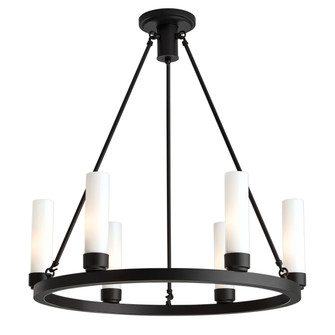 Martin Six Light Chandelier in Matte Black, Matte Opal (185|6525-MB-MO)