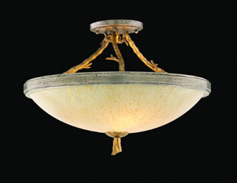 Parc Royale Three Light Semi Flush Mount in Vintage Gold Leaf (68|66-33-VGL/SSL)