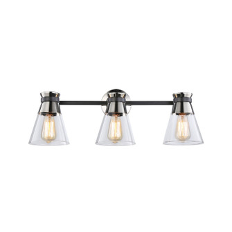Kanata Three Light Vanity in Black & Polished Nickel (78|AC11803NB)
