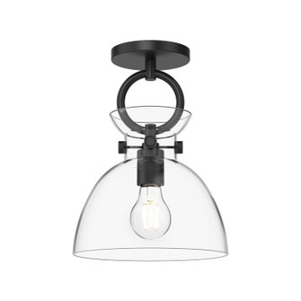 Waldo One Light Semi-Flush Mount in Matte Black/Clear Glass (452|SF411809MBCL)