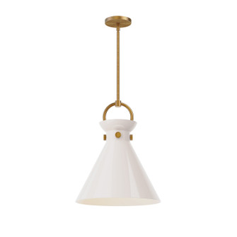 Emerson One Light Pendant in Aged Gold/Glossy Opal Glass (452|PD412514AGGO)