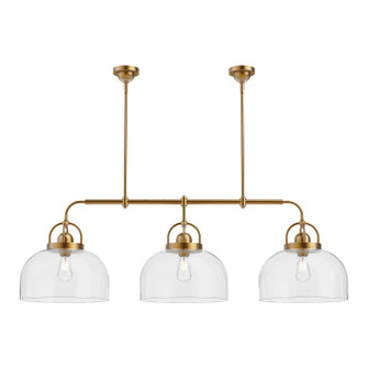 Lancaster Three Light Linear Pendant in Aged Gold (452|LP461155AG)