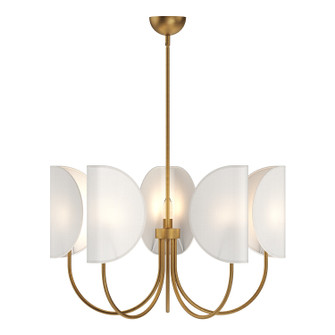 Seno Five Light Chandelier in Aged Gold/White Cotton Fabric (452|CH450732AGCW)