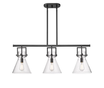 Downtown Urban Three Light Island Pendant in Matte Black (405|411-3I-BK-G411-10CL)